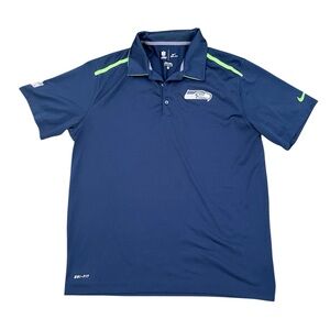 Nike Dri-Fit Seattle Seahawks Navy Polo with Lime Accents